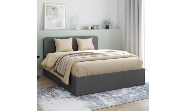 Lit coffre Louise 140x190cm velours gris