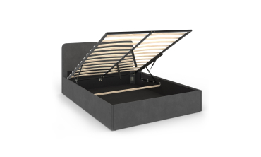 Lit coffre Louise 140x190cm velours gris