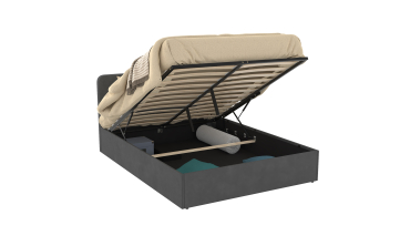 Lit coffre Louise 140x190cm velours gris