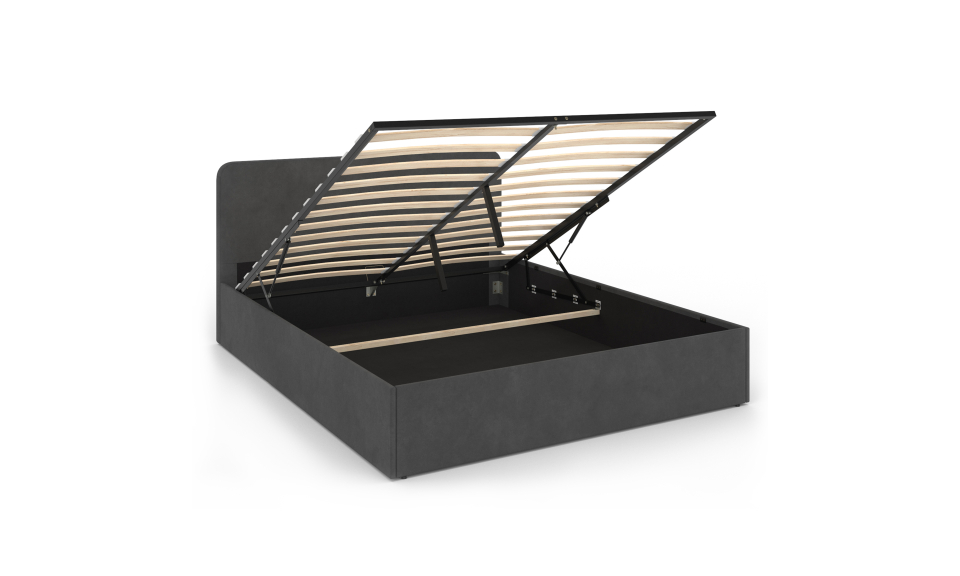 Lit coffre Louise 160x200cm velours gris