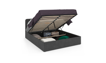 Lit coffre Louise 160x200cm velours gris