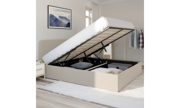 Lit coffre Louise 160x200cm tissu beige