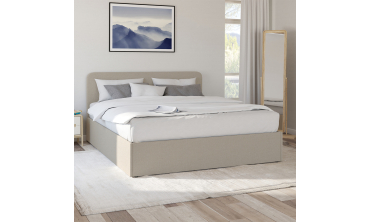 Lit coffre Louise 160x200cm tissu beige