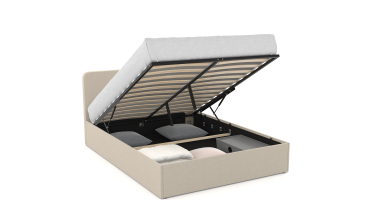 Lit coffre Louise 160x200cm tissu beige