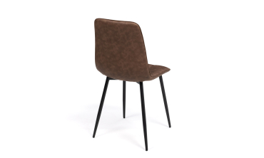 Chaises Linda imitation cuir marron et pieds métal noirs - lot de 6 Chaises Linda imitation cuir marron et pieds métal noirs - lot de 6
