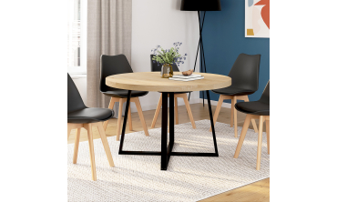 Table à manger ronde Sana bois et noir Ø110cm Table à manger ronde Sana bois et noir Ø110cm