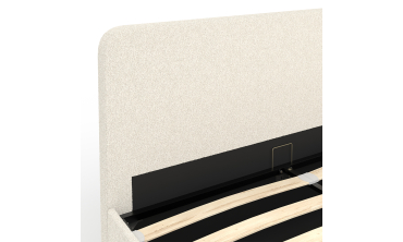 Lit coffre Louise en bouclette avec sommier et tête de lit arrondie 140x190cm