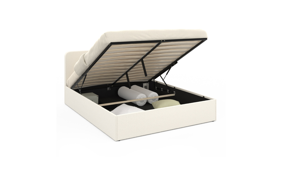 Lit coffre Louise 160x200cm tissu bouclette