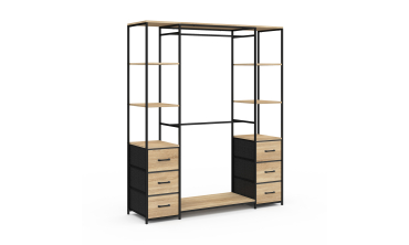 Dressing Iris double penderie et rangements bois et noir