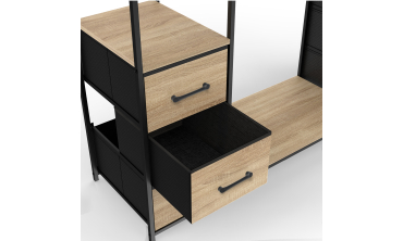 Dressing Iris double penderie et rangements bois et noir Dressing Iris double penderie et rangements bois et noir