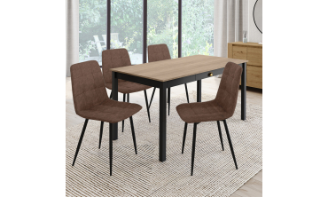 Chaises Linda imitation cuir marron et pieds métal noirs - lot de 4 Chaises Linda imitation cuir marron et pieds métal noirs - lot de 4