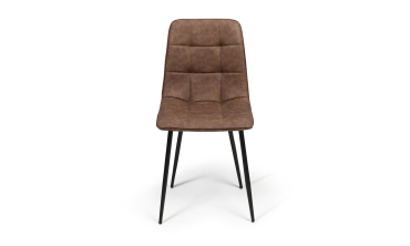 Chaises Linda imitation cuir marron et pieds métal noirs - lot de 4 Chaises Linda imitation cuir marron et pieds métal noirs - lot de 4