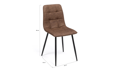 Chaises Linda imitation cuir marron et pieds métal noirs - lot de 4 Chaises Linda imitation cuir marron et pieds métal noirs - lot de 4