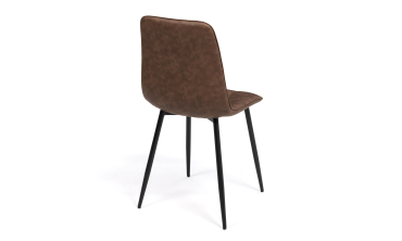 Chaises Linda imitation cuir marron et pieds métal noirs - lot de 4 Chaises Linda imitation cuir marron et pieds métal noirs - lot de 4