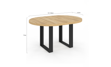 Table à manger ronde extensible Brixton bois et noir Ø110-150cm Table à manger ronde extensible Brixton bois et noir Ø110-150cm