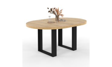 Table à manger ronde extensible Brixton bois et noir Ø110-150cm Table à manger ronde extensible Brixton bois et noir Ø110-150cm