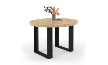 Table à manger ronde extensible Brixton bois et noir Ø110-150cm Table à manger ronde extensible Brixton bois et noir Ø110-150cm
