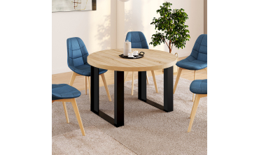 Table à manger ronde extensible Brixton bois et noir Ø110-150cm Table à manger ronde extensible Brixton bois et noir Ø110-150cm