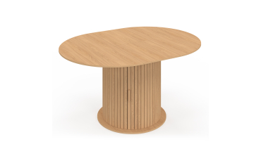 Table à manger ronde extensible Albane bois et pied lattes avec rangements Ø110-150cm Table à manger ronde extensible Albane bois et pied lattes avec rangements Ø110-150cm