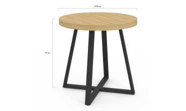 Table à manger ronde Sana bois et noir Ø80cm Table à manger ronde Sana bois et noir Ø80cm
