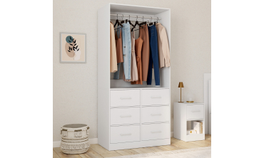 Dressing Uma avec 1 penderie et 6 tiroirs blanc Dressing Uma avec 1 penderie et 6 tiroirs blanc