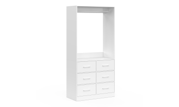 Dressing Uma avec 1 penderie et 6 tiroirs blanc