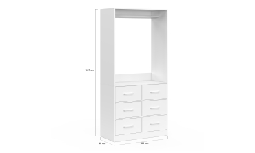 Dressing Uma avec 1 penderie et 6 tiroirs blanc Dressing Uma avec 1 penderie et 6 tiroirs blanc