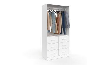 Dressing Uma avec 1 penderie et 6 tiroirs blanc Dressing Uma avec 1 penderie et 6 tiroirs blanc
