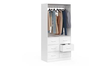 Dressing Uma avec 1 penderie et 6 tiroirs blanc Dressing Uma avec 1 penderie et 6 tiroirs blanc