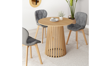 Table à manger ronde Camélia pied central lattes Ø80cm Table à manger ronde Camélia pied central lattes Ø80cm