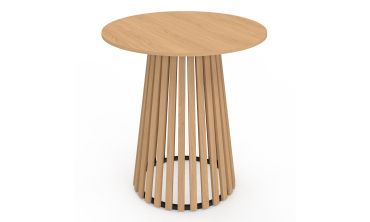 Table à manger ronde Camélia pied central lattes Ø80cm