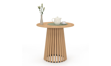 Table à manger ronde Camélia pied central lattes Ø80cm Table à manger ronde Camélia pied central lattes Ø80cm