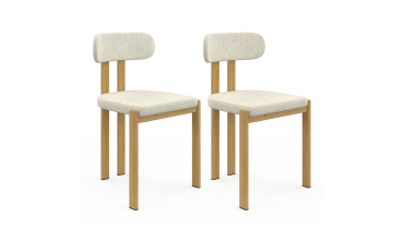 Chaises Elsa en tissu beige et pieds métal - lot de 2