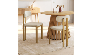 Chaises Elsa en tissu beige et pieds métal - lot de 4
