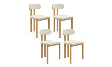 Chaises Elsa en tissu beige et pieds métal - lot de 4