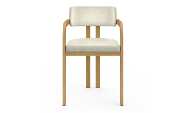 Chaises Elsa avec accoudoirs en tissu beige et pieds métal - lot de 2 Chaises Elsa avec accoudoirs en tissu beige et pieds métal - lot de 2