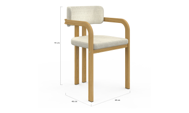Chaises Elsa avec accoudoirs en tissu beige et pieds métal - lot de 2 Chaises Elsa avec accoudoirs en tissu beige et pieds métal - lot de 2