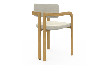 Chaises Elsa avec accoudoirs en tissu beige et pieds métal - lot de 2 Chaises Elsa avec accoudoirs en tissu beige et pieds métal - lot de 2