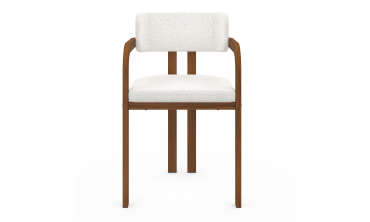 Chaises Elsa avec accoudoirs en bouclette et pieds métal effet noyer - lot de 2 Chaises Elsa avec accoudoirs en bouclette et pieds métal effet noyer - lot de 2