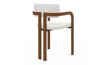 Chaises Elsa avec accoudoirs en bouclette et pieds métal effet noyer - lot de 2 Chaises Elsa avec accoudoirs en bouclette et pieds métal effet noyer - lot de 2