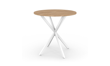 Table à manger ronde Soline Ø80cm bois et blanc