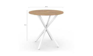 Table à manger ronde Soline Ø80cm bois et blanc Table à manger ronde Soline Ø80cm bois et blanc