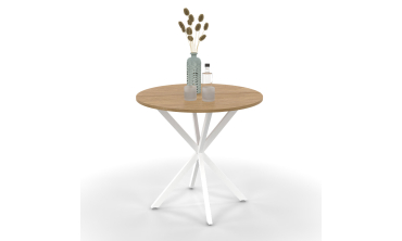 Table à manger ronde Soline Ø80cm bois et blanc Table à manger ronde Soline Ø80cm bois et blanc