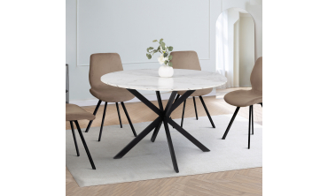 Table à manger ronde Soline Ø110cm effet marbre Table à manger ronde Soline Ø110cm effet marbre