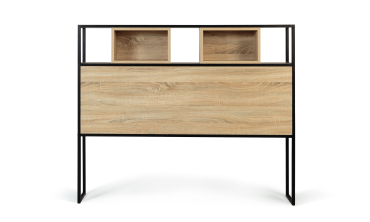 Tête de lit Memphis bois et noire avec rangements 145cm