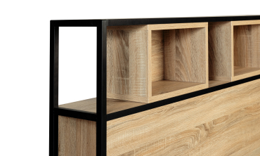 Tête de lit Memphis bois et noire avec rangements 145cm