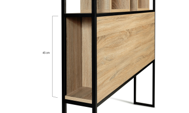 Tête de lit Memphis bois et noire avec rangements 145cm