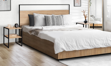 Tête de lit Memphis bois et noire avec fixation murale 145cm