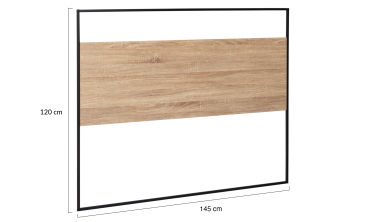 Tête de lit Memphis bois et noire avec fixation murale 145cm