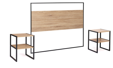 Tête de lit Memphis bois et noire avec fixation murale 145cm